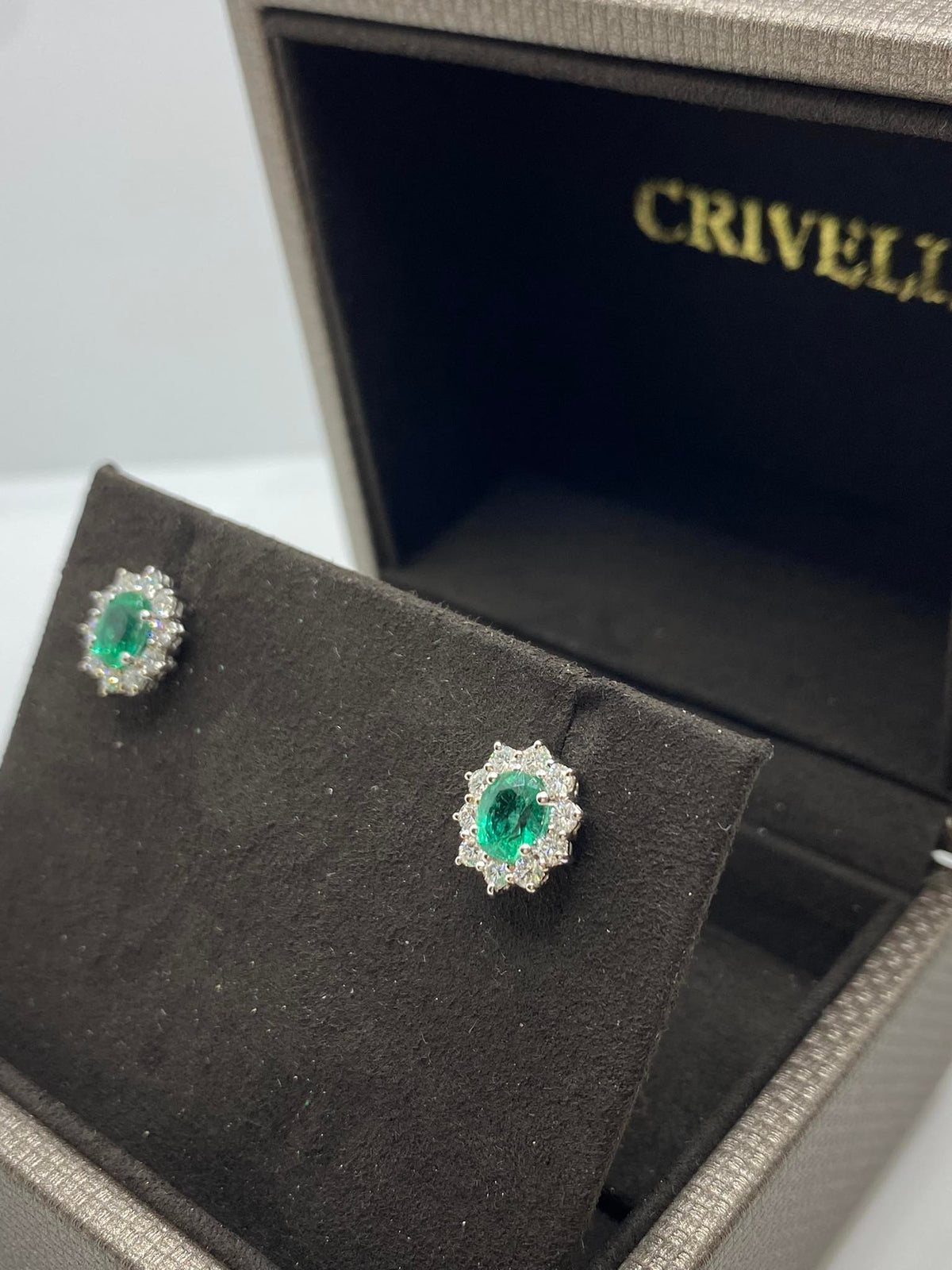 Orecchini Crivelli con Smeraldi Ct. 1,28 e Diamanti