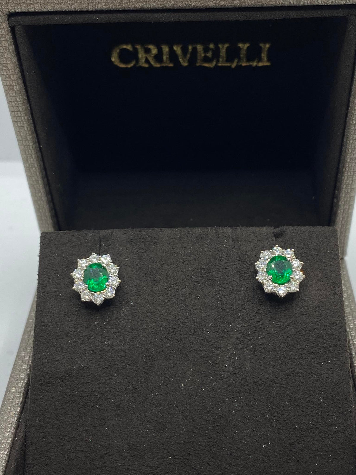 Orecchini Crivelli con Smeraldi Ct. 1,49 e Diamanti