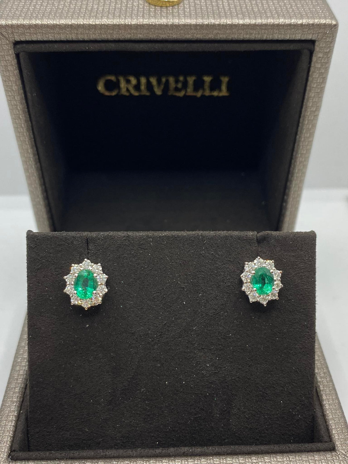 Orecchini Crivelli con Smeraldi Ct. 1,28 e Diamanti