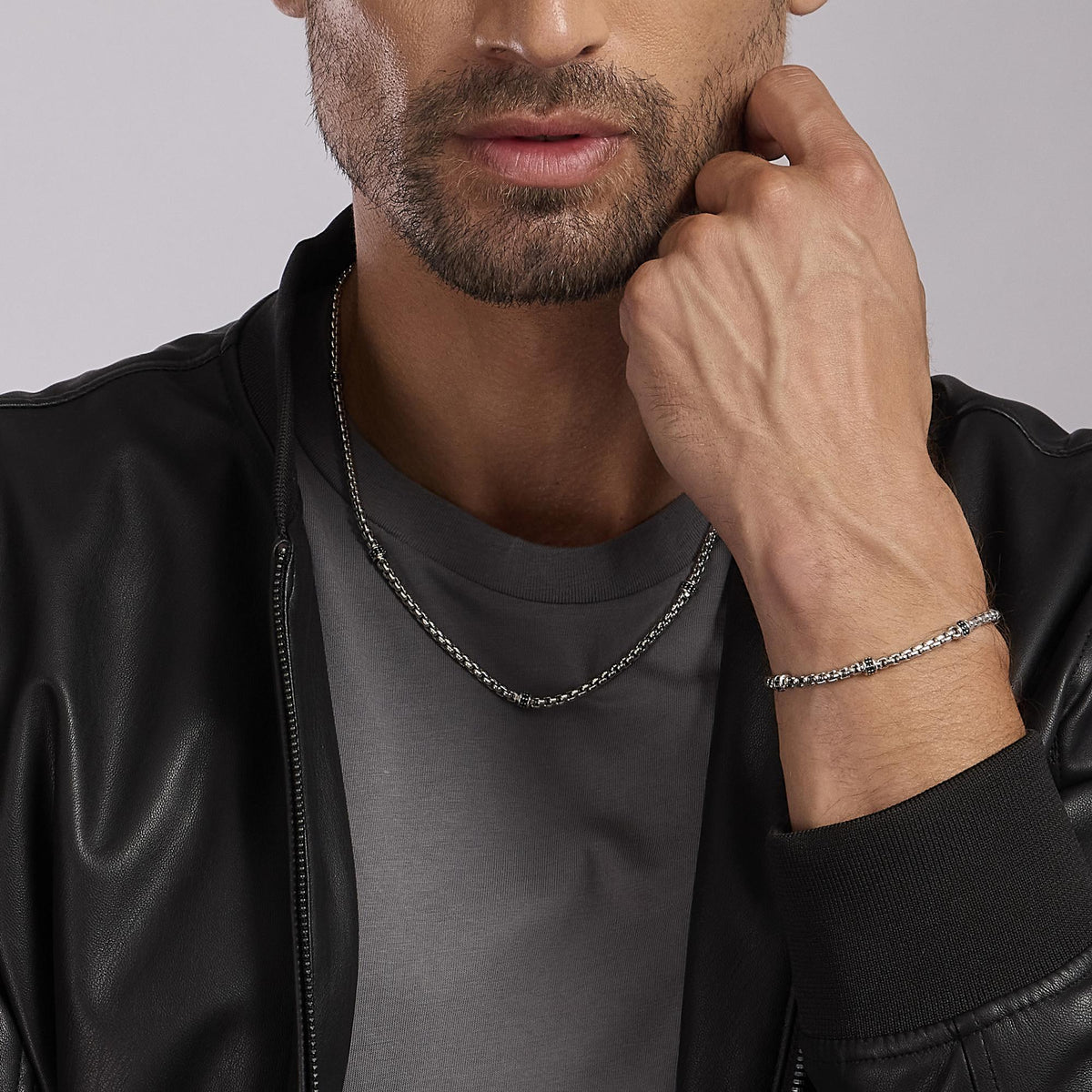 Bracciale Mabina Uomo in Argento con Zirconi Neri - 533626