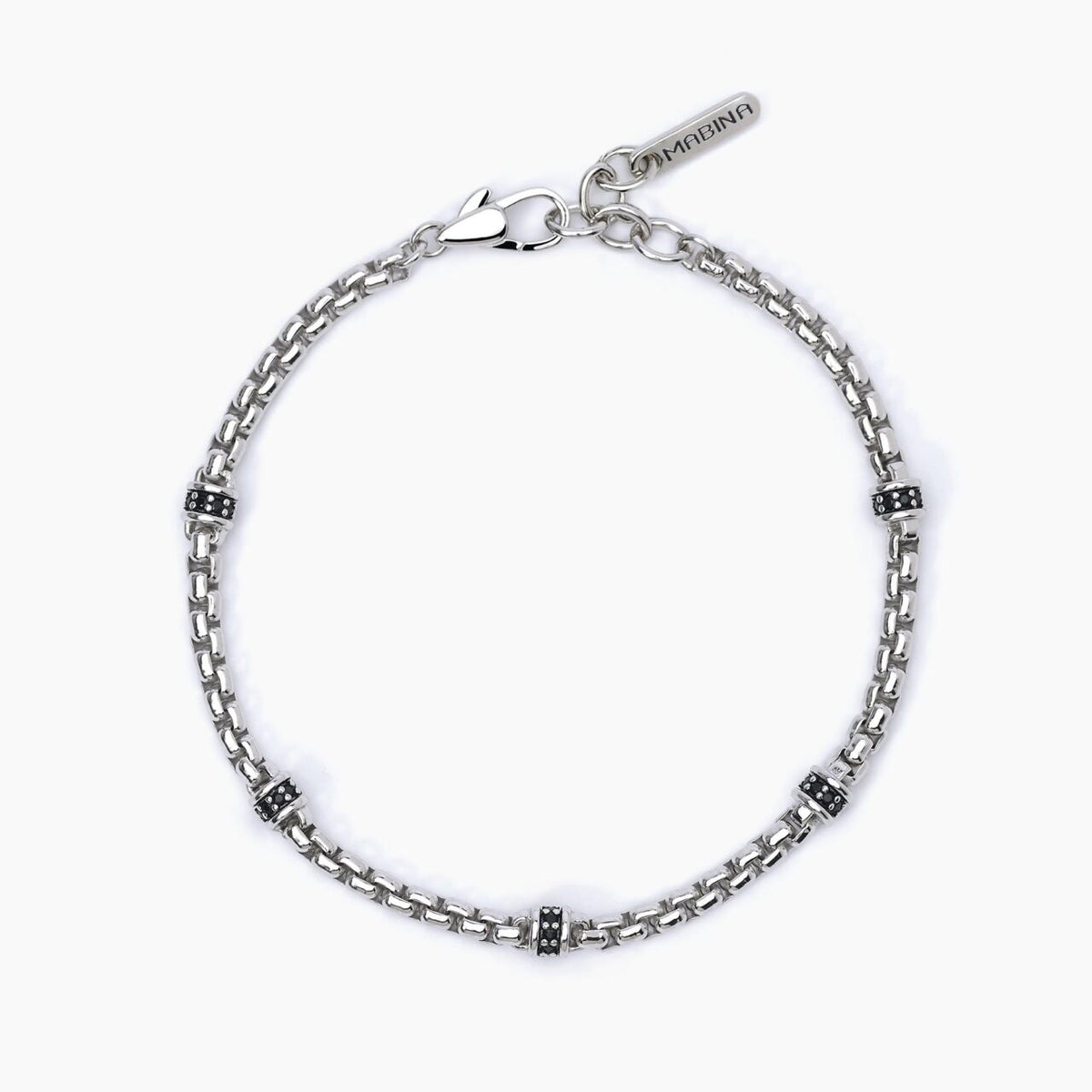 Bracciale Mabina Uomo in Argento con Zirconi Neri - 533626