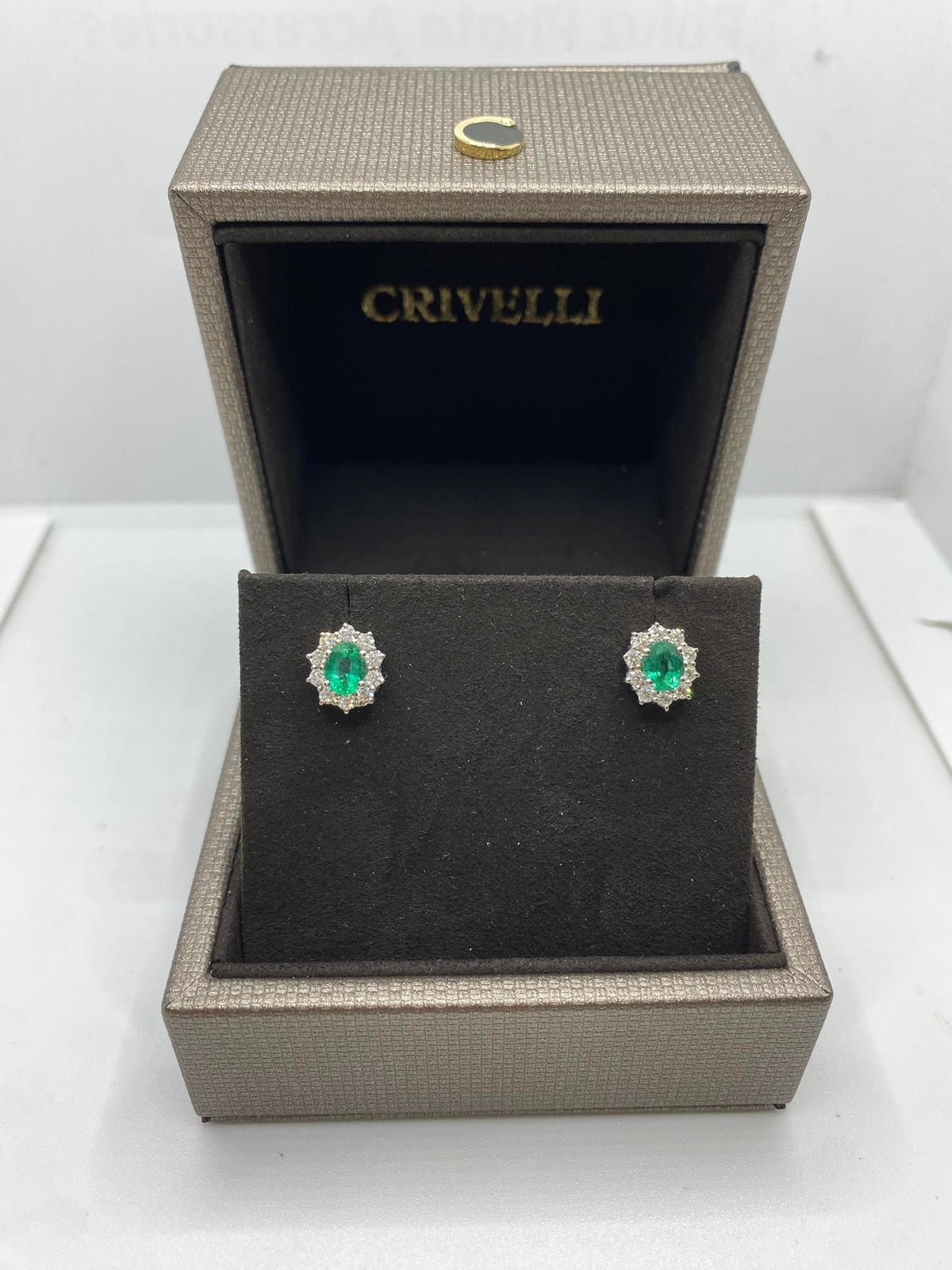 Orecchini Crivelli con Smeraldi Ct. 1,28 e Diamanti