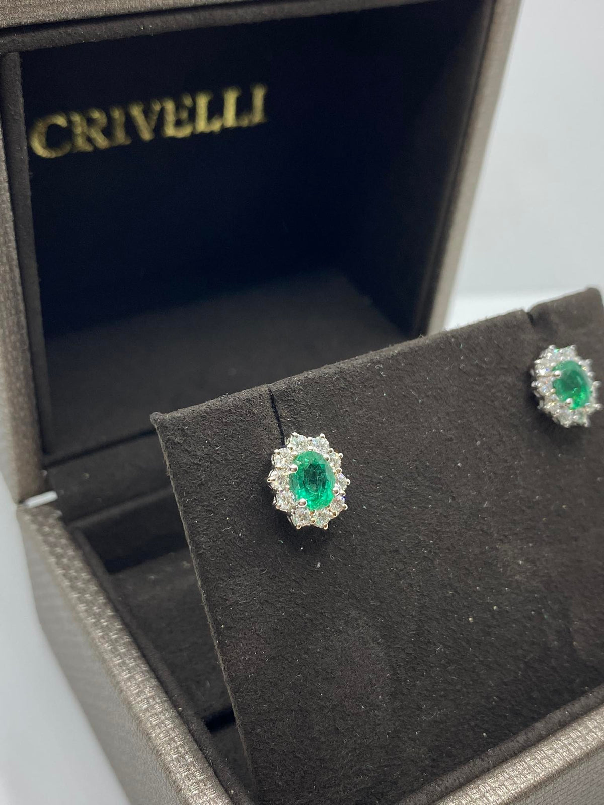 Orecchini Crivelli con Smeraldi Ct. 1,28 e Diamanti
