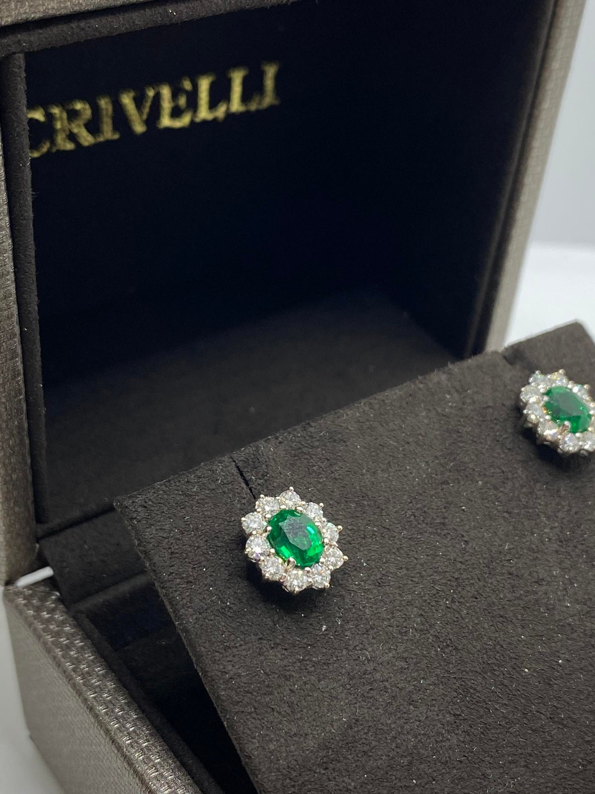 Orecchini Crivelli con Smeraldi Ct. 1,49 e Diamanti