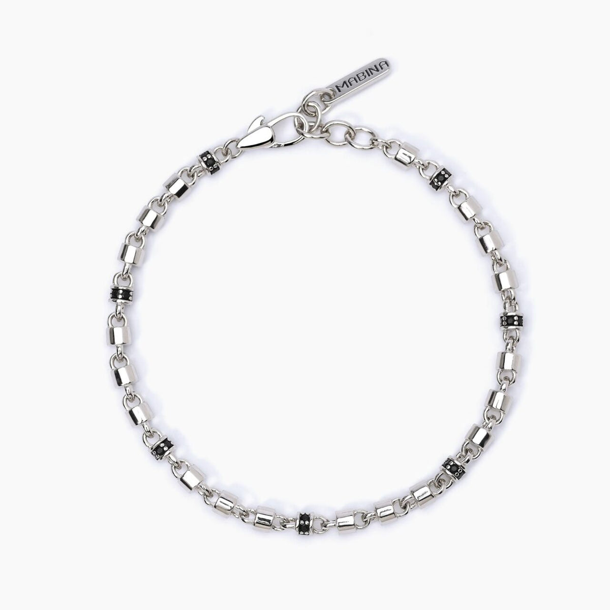 Bracciale Mabina Uomo in Argento con Zirconi Neri - 533631