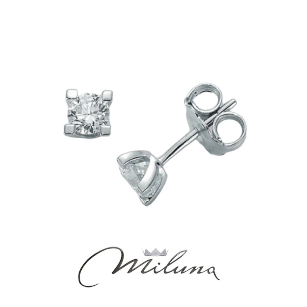 Orecchini Punto Luce Donna Miluna in Oro 18KT e Diamanti Ct. 0,14