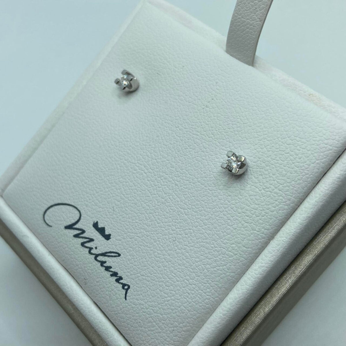 Orecchini Punto Luce Donna Miluna in Oro 18KT e Diamanti Ct. 0,14