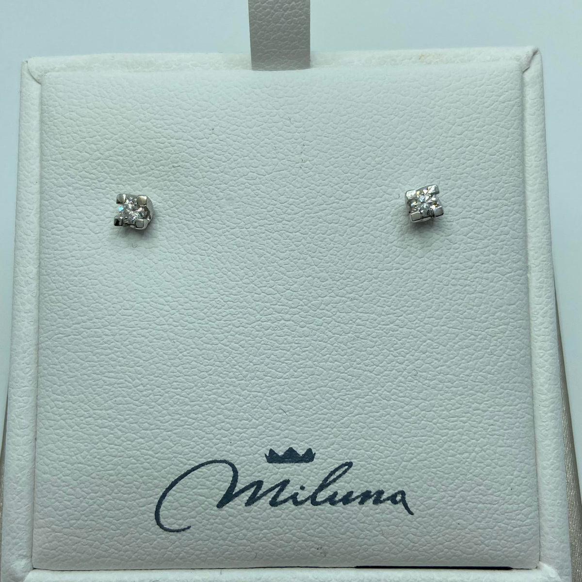 Orecchini Punto Luce Donna Miluna in Oro 18KT e Diamanti Ct. 0,14