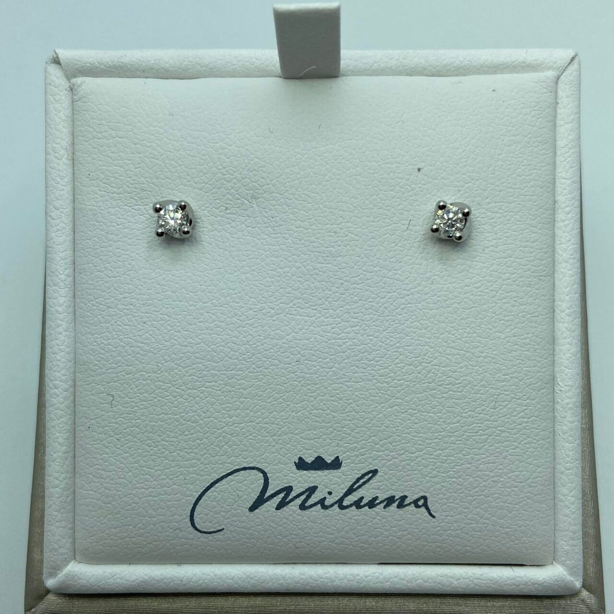 Orecchini Punto Luce Donna Miluna in Oro 18KT e Diamanti Ct. 0,18