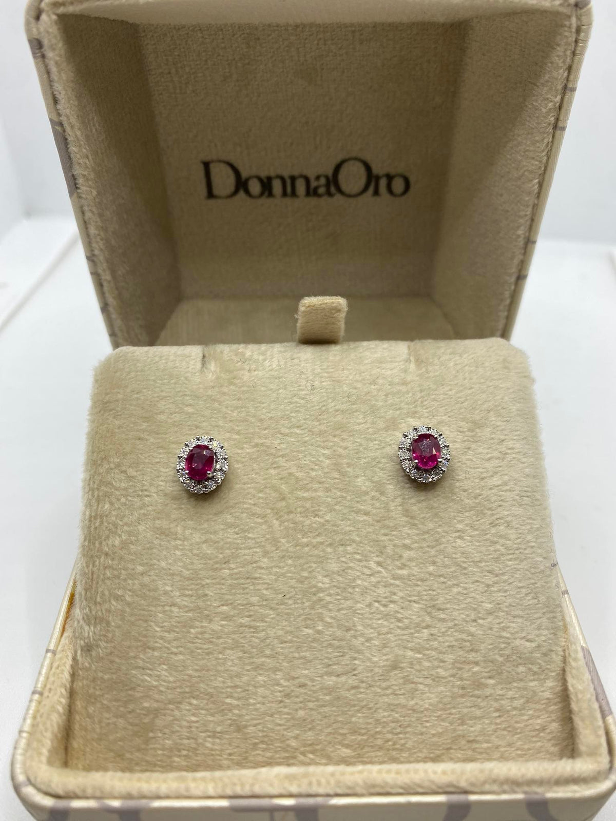 Orecchini Donna Oro 18KT con Rubini Ct 1.20 e Diamanti