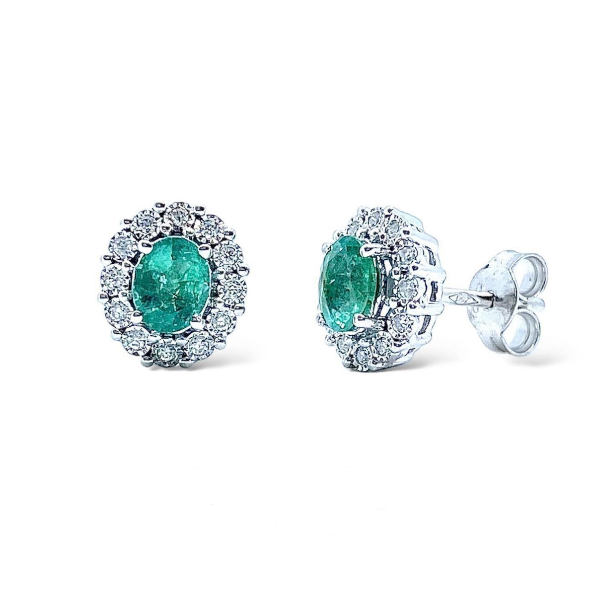 Orecchini Donna Oro 18KT con Smeraldi Ct 0.70 e Diamanti