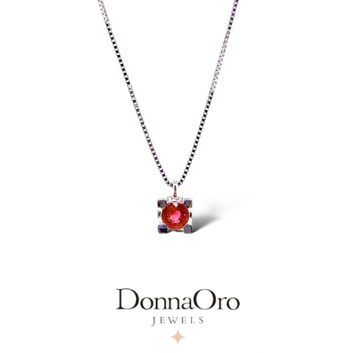 Collana Donna Oro 18KT Punto Luce con Rubino Ct 0.16