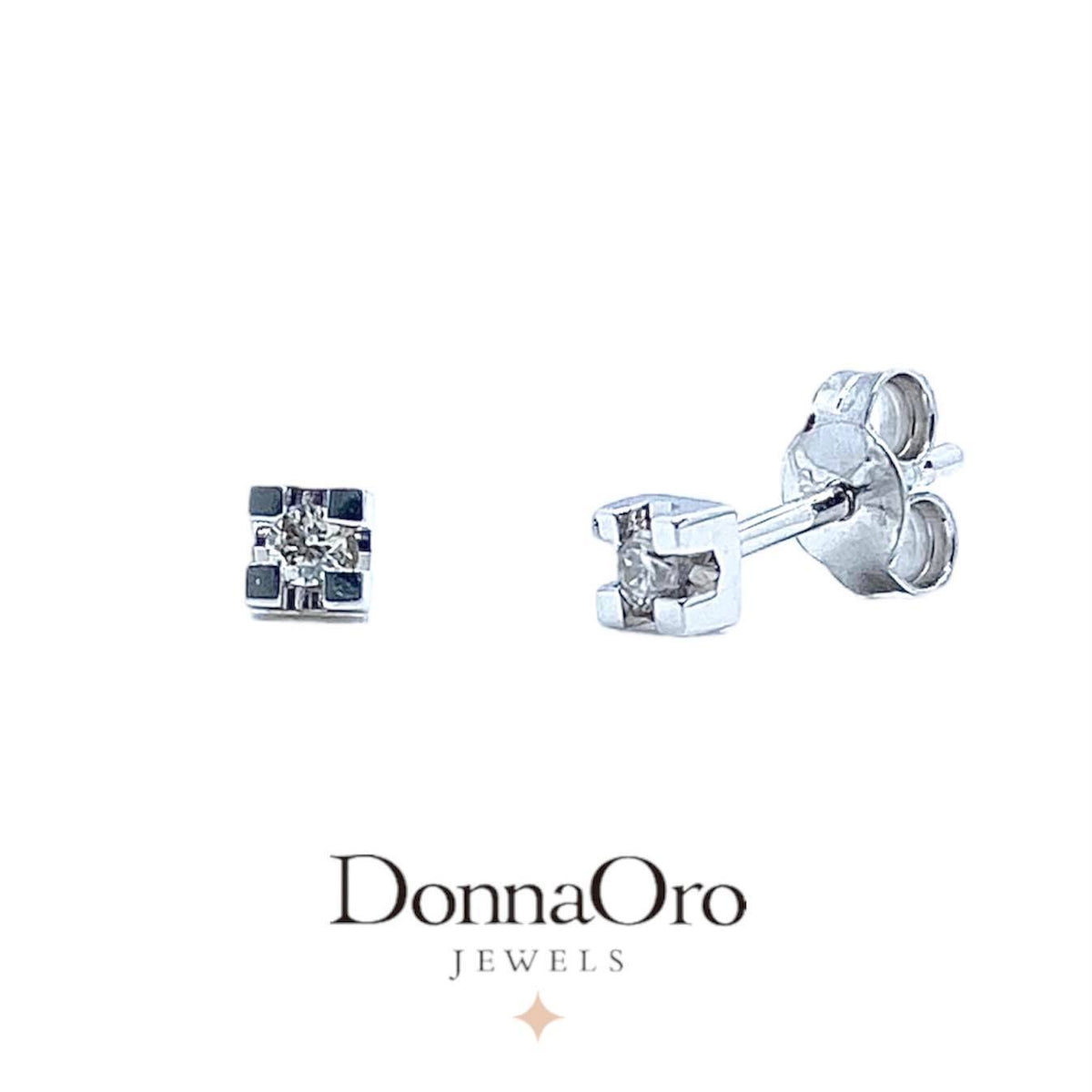 Orecchini Donna Oro 18KT Punto Luce con Diamante Ct 0.04