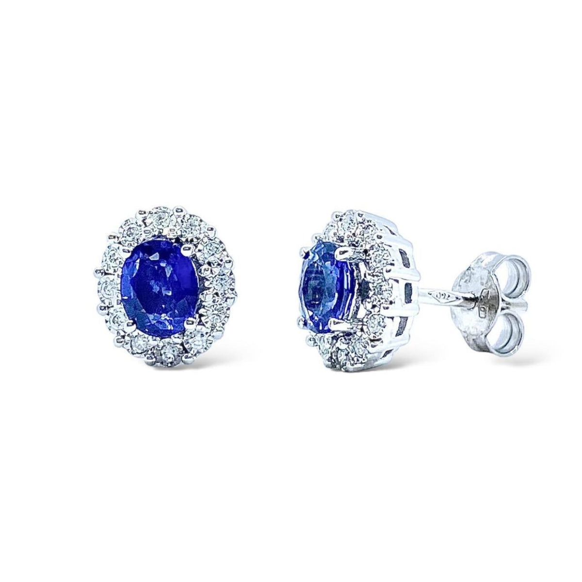 Orecchini Donna Oro 18KT con Zaffiri Ct 0.90 e Diamanti