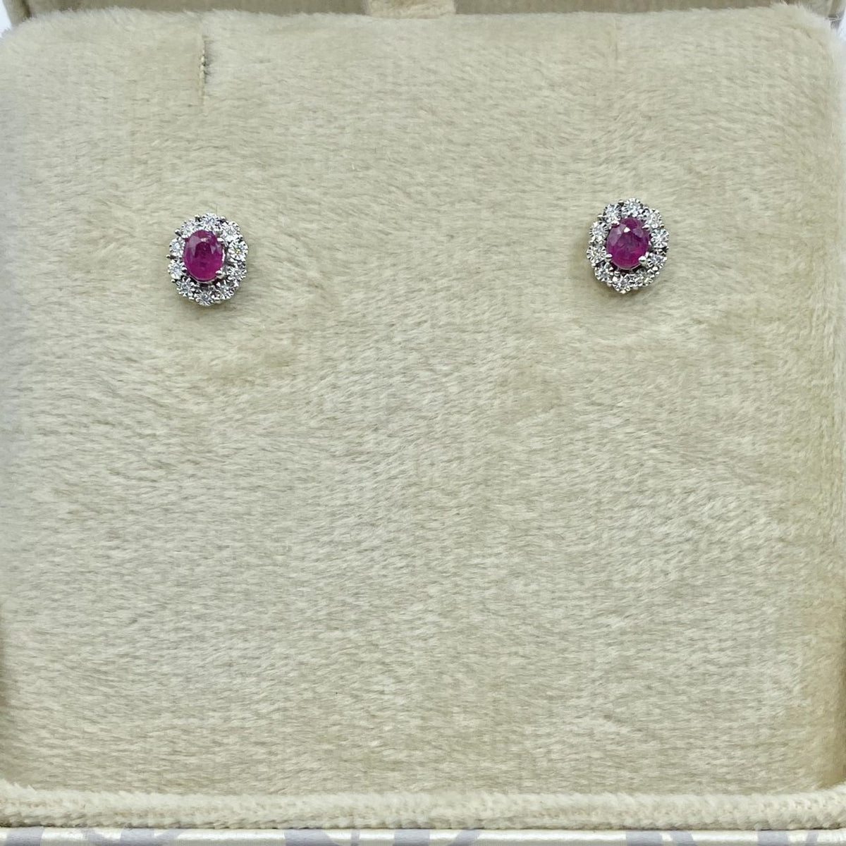 Orecchini Donna Oro 18KT con Rubini Ct. 0.40 e Diamanti