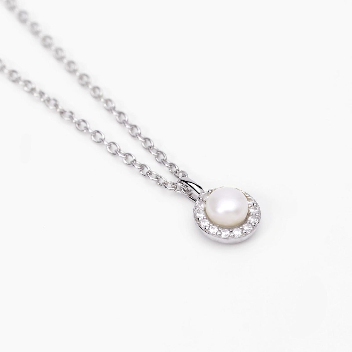 Collana Donna Mabina in Argento con Zirconi e Perla