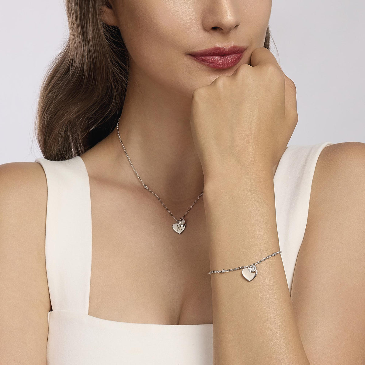 Collana Donna Mabina in Argento e Zirconi con Cuore