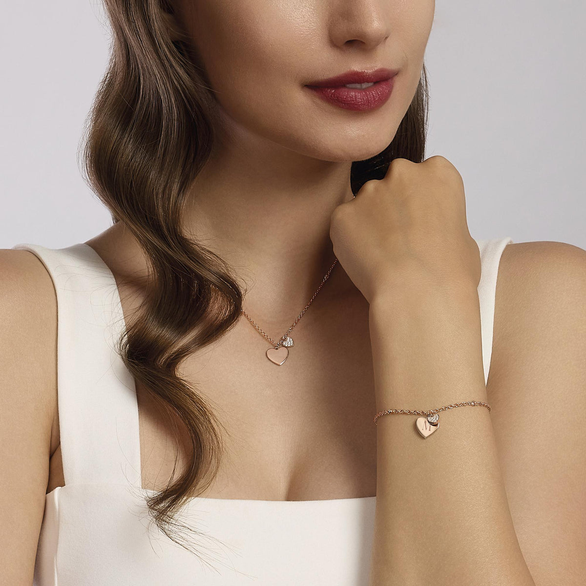 Collana Donna Mabina in Argento Rosè con Cuore - 553507