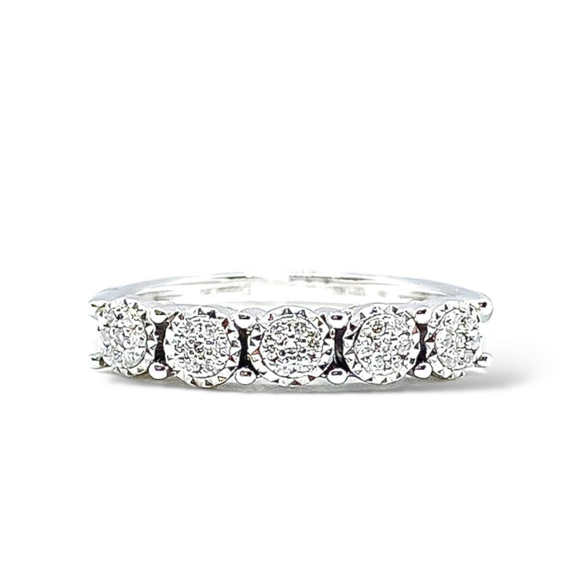 Anello Veretta a 5 Donna Oro 18KT con Diamanti Ct. 0.14