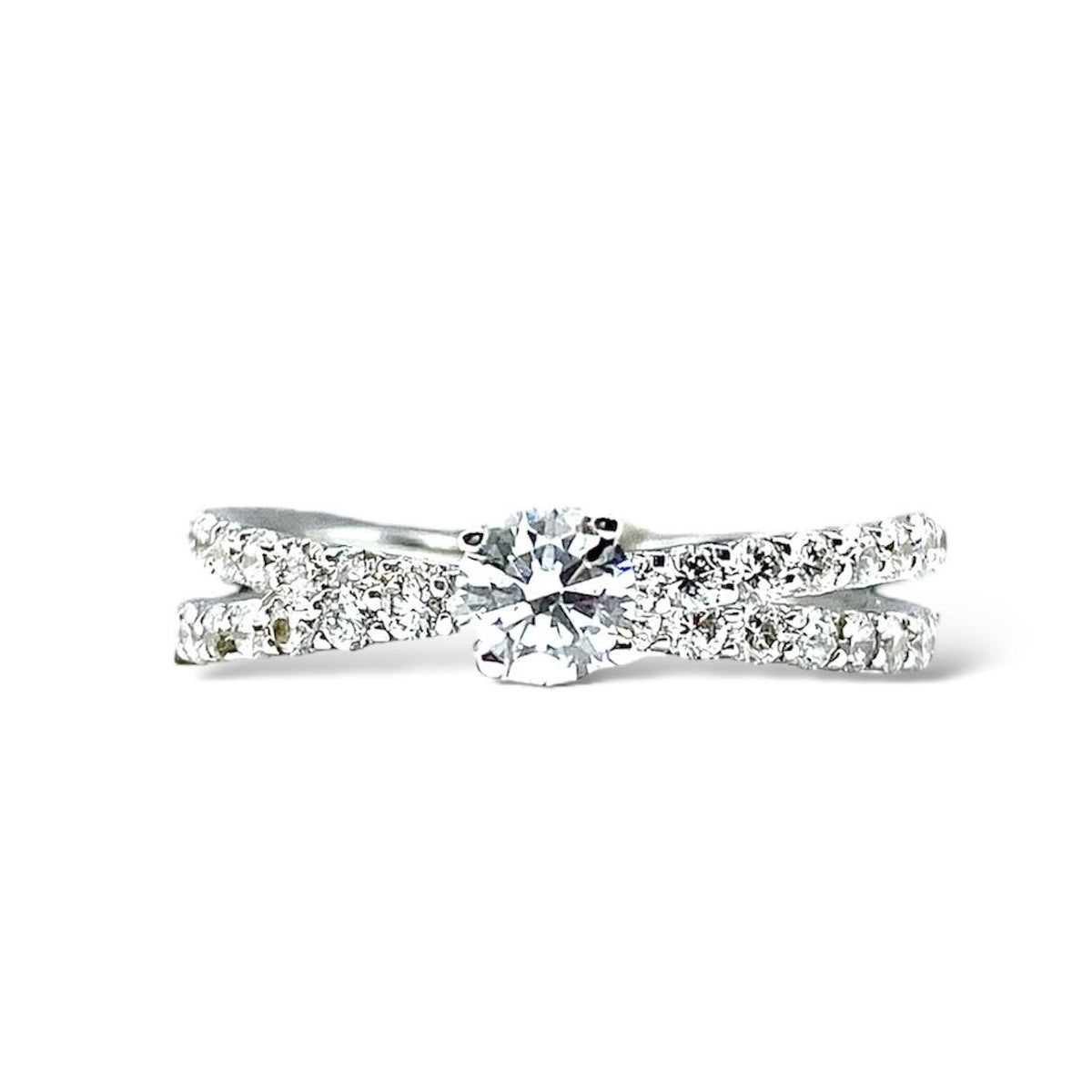 Anello Crivelli Solitario con Pavè in Oro 18KT e Diamanti ct 0.91