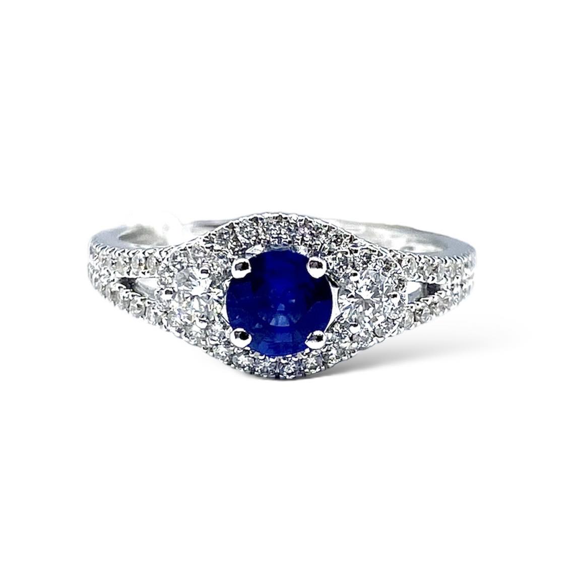 Anello donna Crivelli con Zaffiro Ct 0.49 e Diamanti