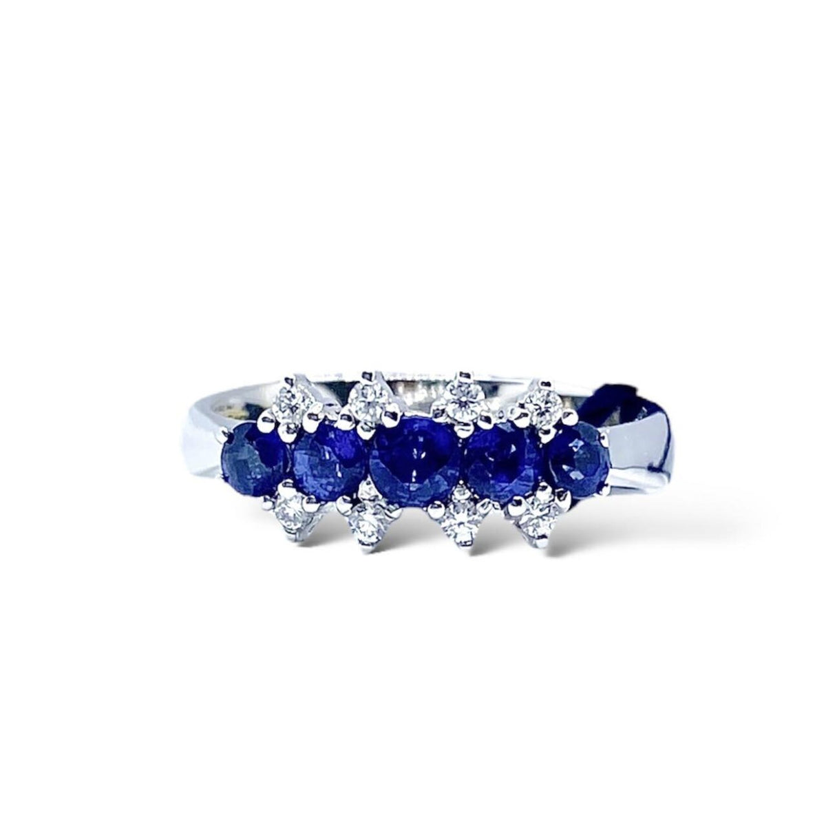 Anello Veretta a 5 donna Recarlo con Zaffiri Ct 0.86 - ZH732/BZ