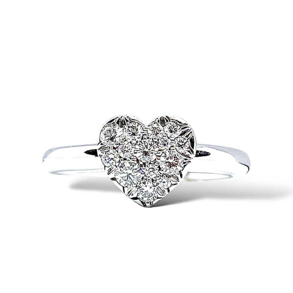 Anello Con Cuore Pavè Crivelli in Oro 18KT 18KT e Diamanti Ct. 0,32
