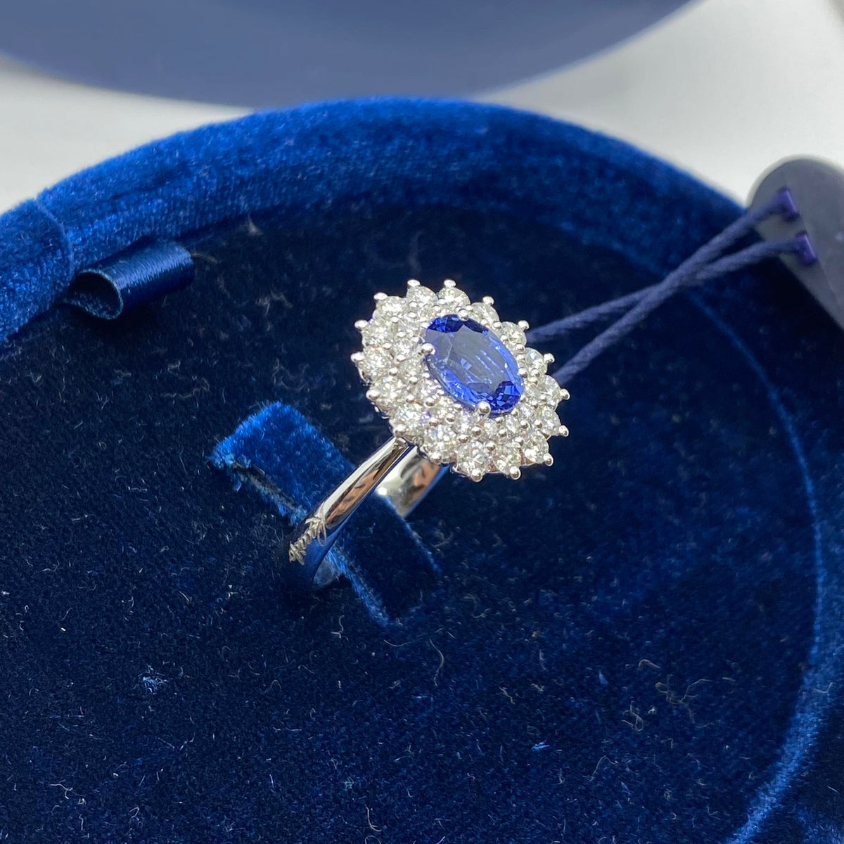 Anello Recarlo con Diamanti e Zaffiro ct 1.30