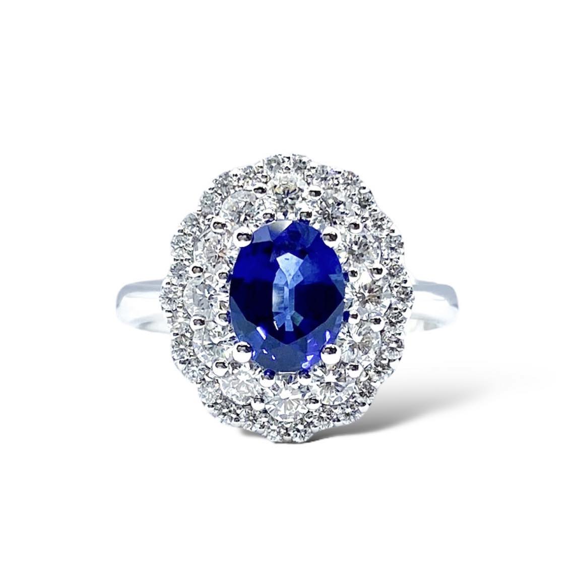 Anello Donna Crivelli con Diamanti e Zaffiro Ct. 1,54