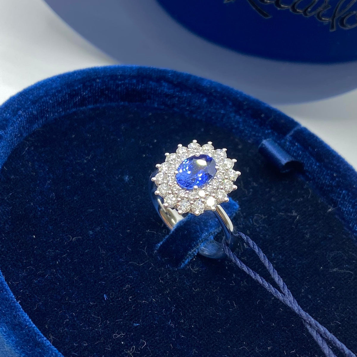Anello Recarlo con Diamanti e Zaffiro ct 1.30