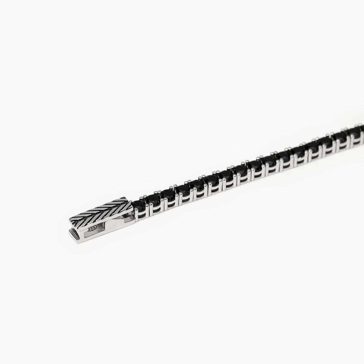 Bracciale Tennis Mabina Uomo in Argento e Zirconi Neri