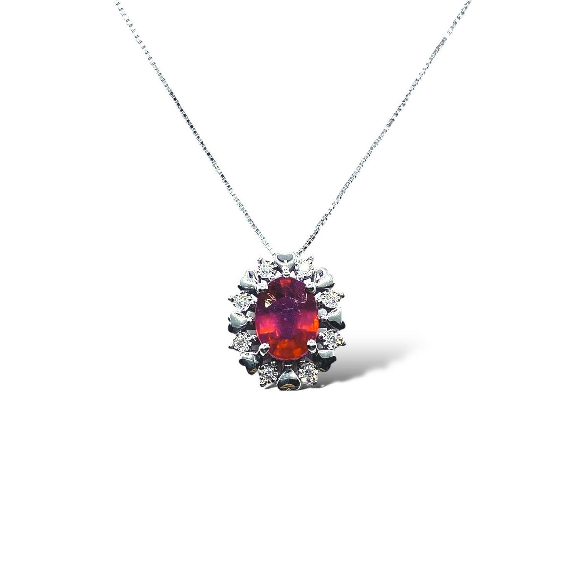 Collana Donna Oro 18KT con Rubino Ct. 1.60 e Diamanti