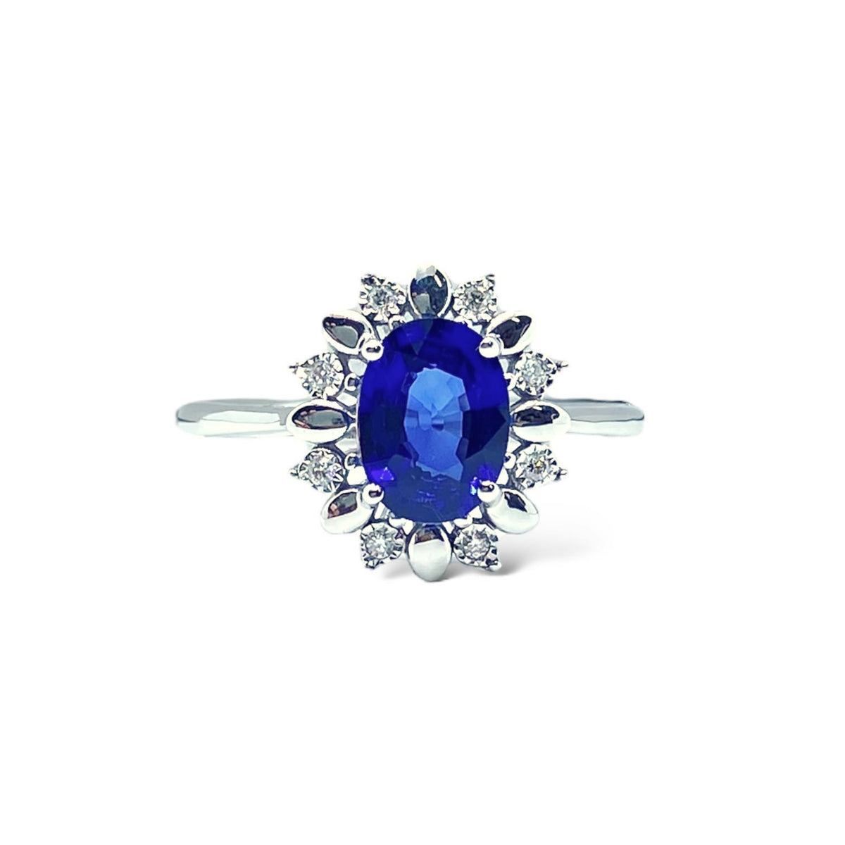 Anello Donna Oro 18KT con Zaffiro Ct. 1.50 e Diamanti