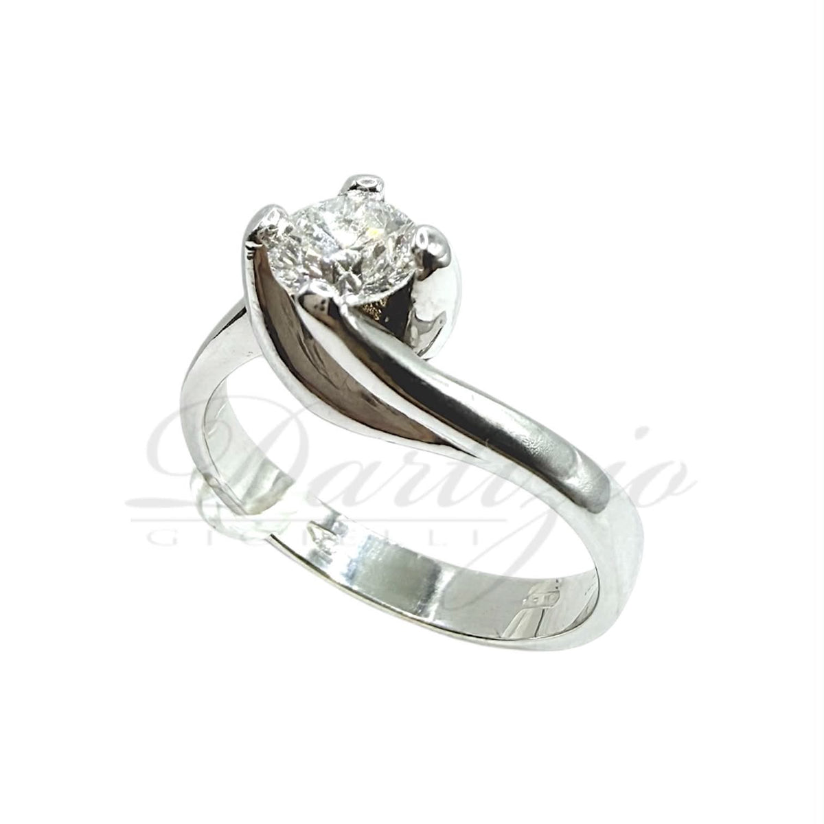 Anello Solitario in Oro 18KT 18KT e Diamante Ct 0.34 G-VS1