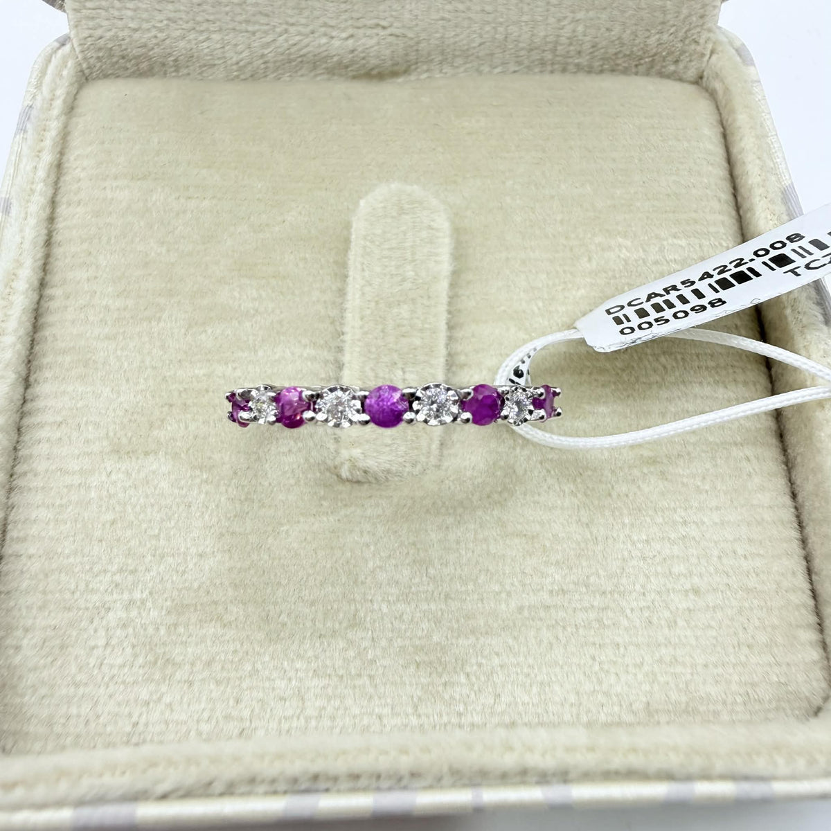 Anello Veretta Donna Oro 18KT con Rubini Ct 0.50 e Diamanti