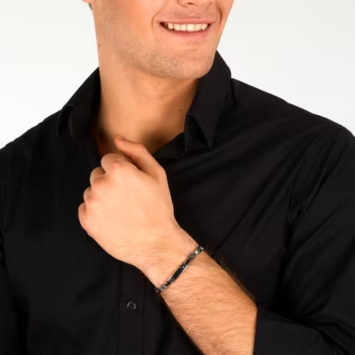 Bracciale Uomo Morellato Motown in Acciaio e Zircone Bianco