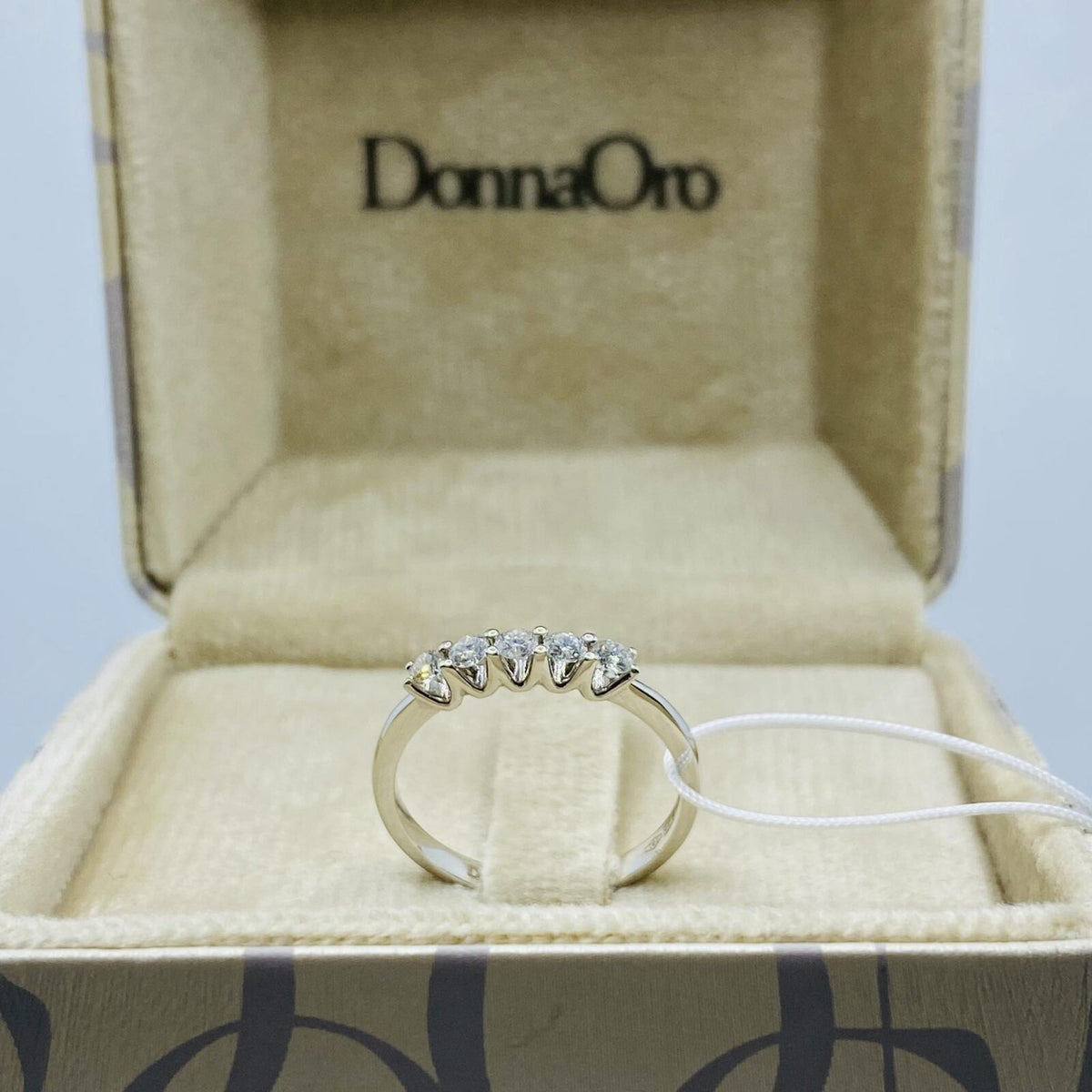 Anello Veretta a Cinque Donna Oro 18KT con Diamanti Ct. 0,35