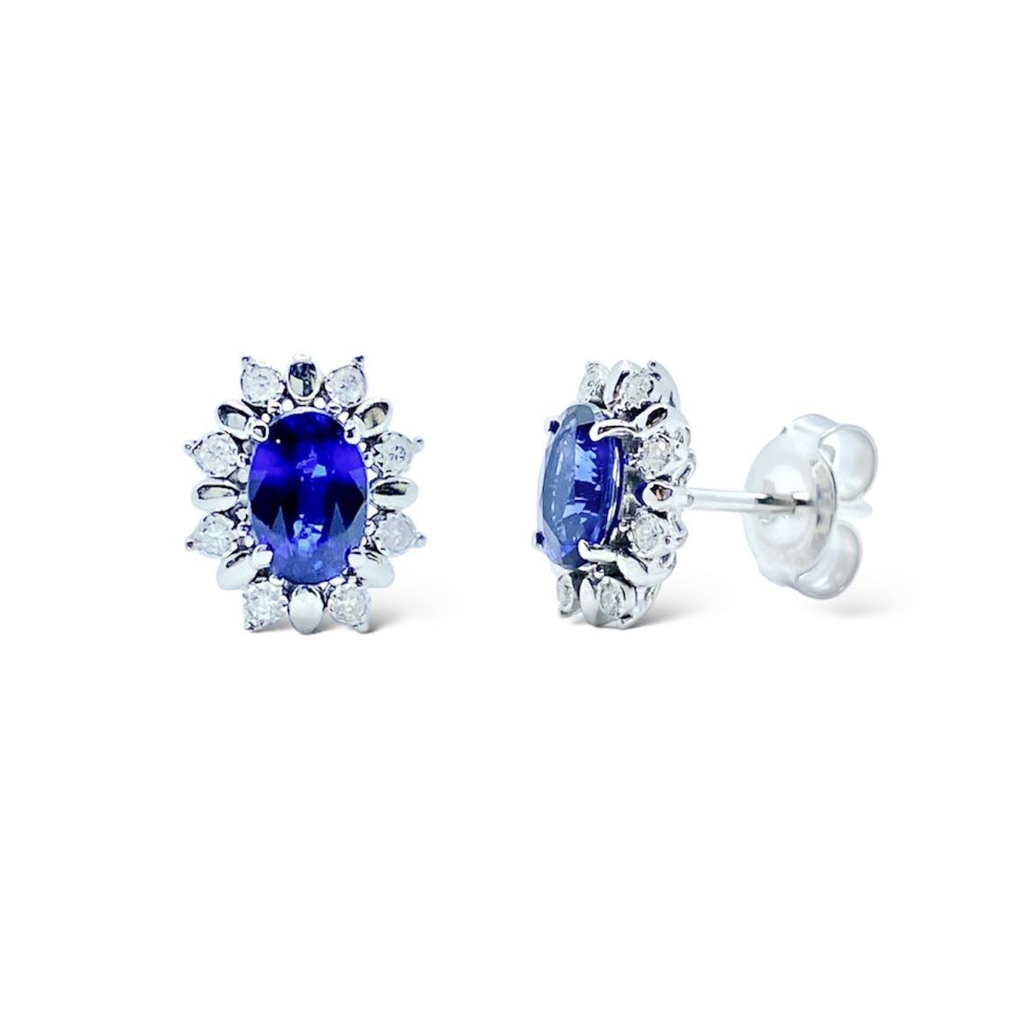 Orecchini Donna Oro 18KT con Zaffiro Ct. 1,00 e Diamanti