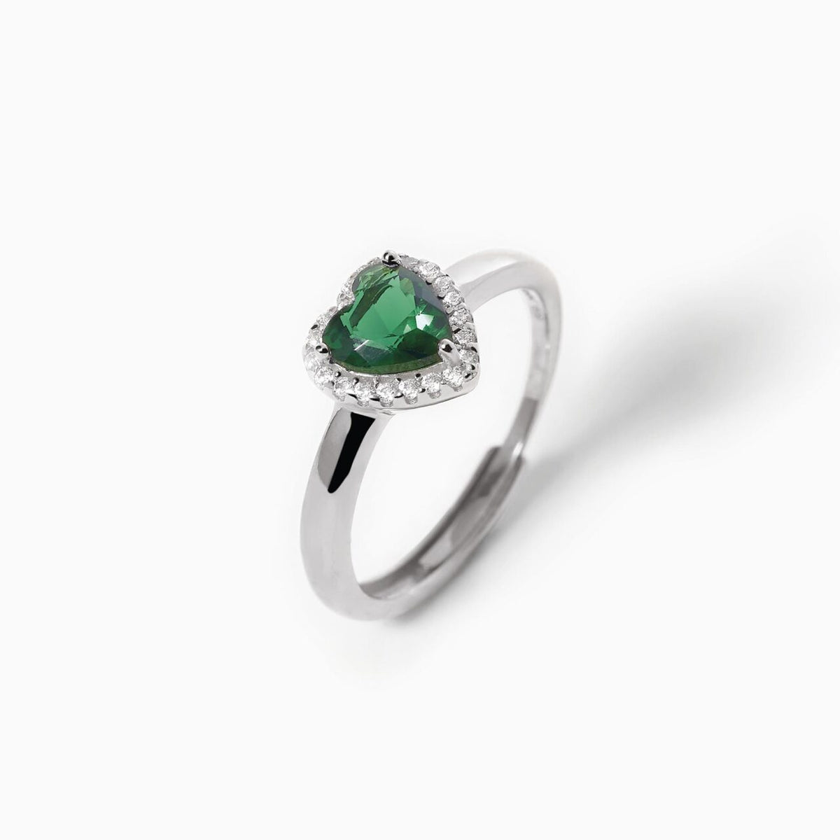 Anello Solitario a Cuore Mabina in Argento e Zircone