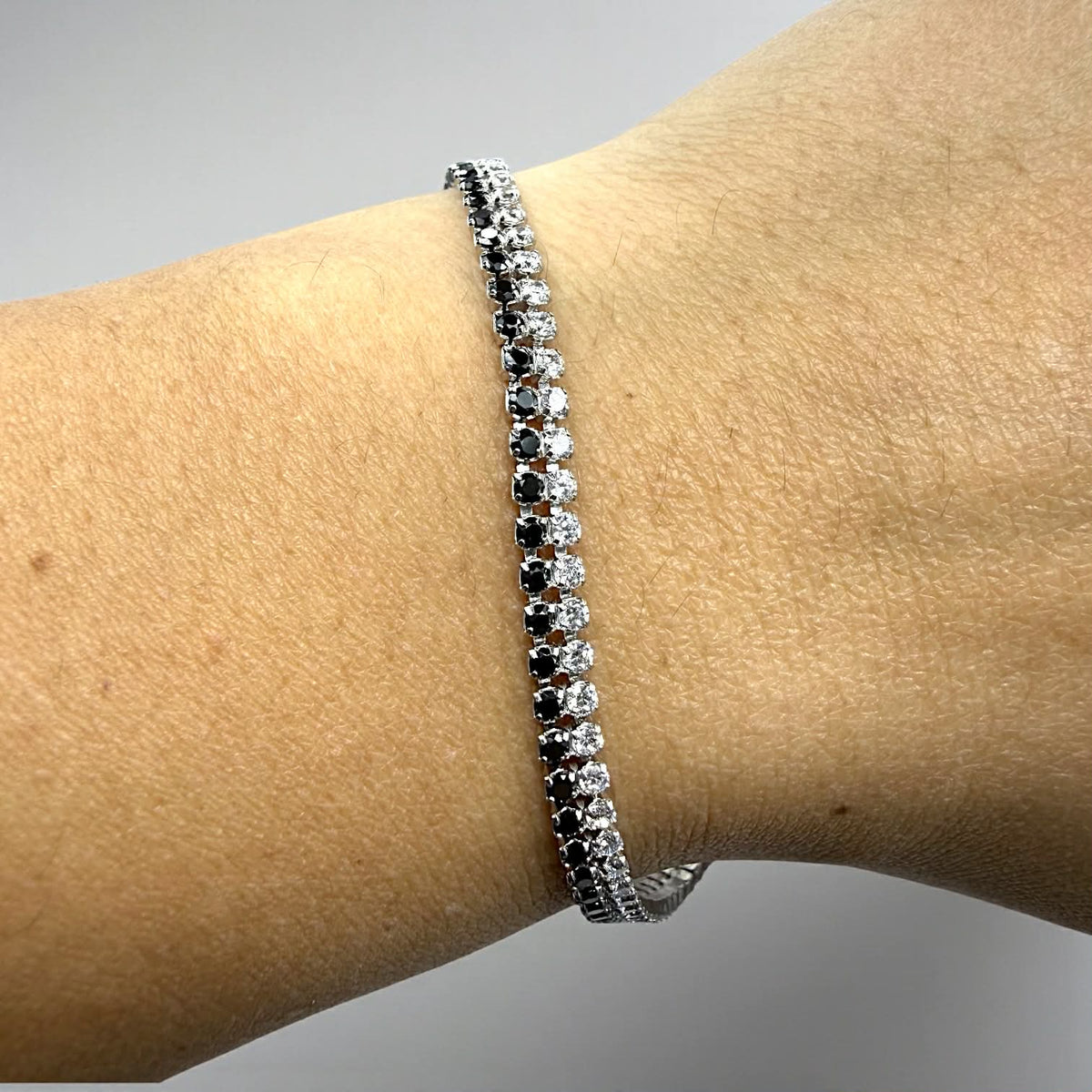 Bracciale Tennis Doppio Filo in Oro 18KT 18KT e Zirconi