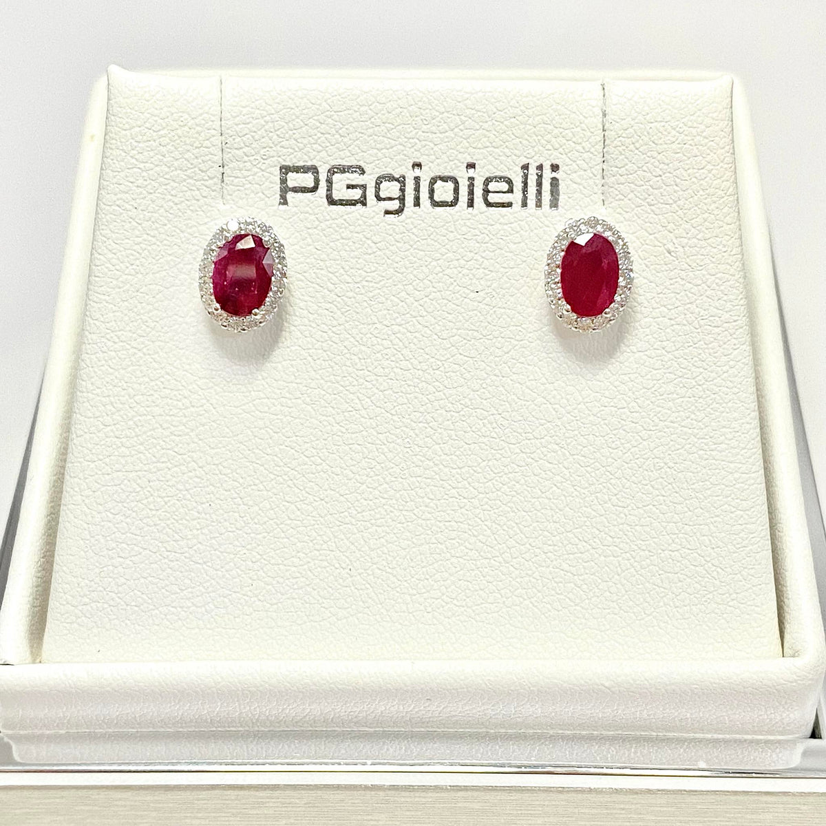 Orecchini Donna Pg Gioielli con Diamanti e Rubini Ct. 1,06