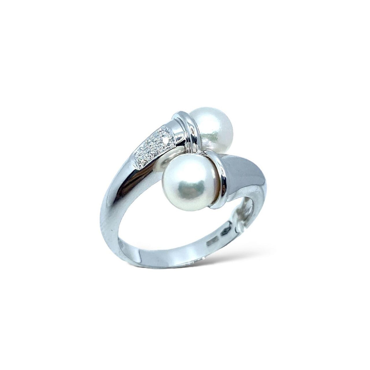 Anello Raima in Oro 18KT 18KT con Perla di Acqua Salata e Diamanti