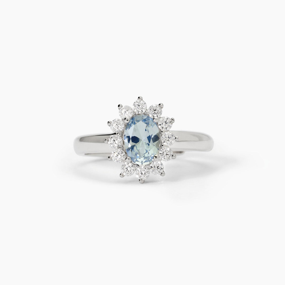 Anello Rosetta Mabina in Argento con Zirconi e Acquamarina Sintetica