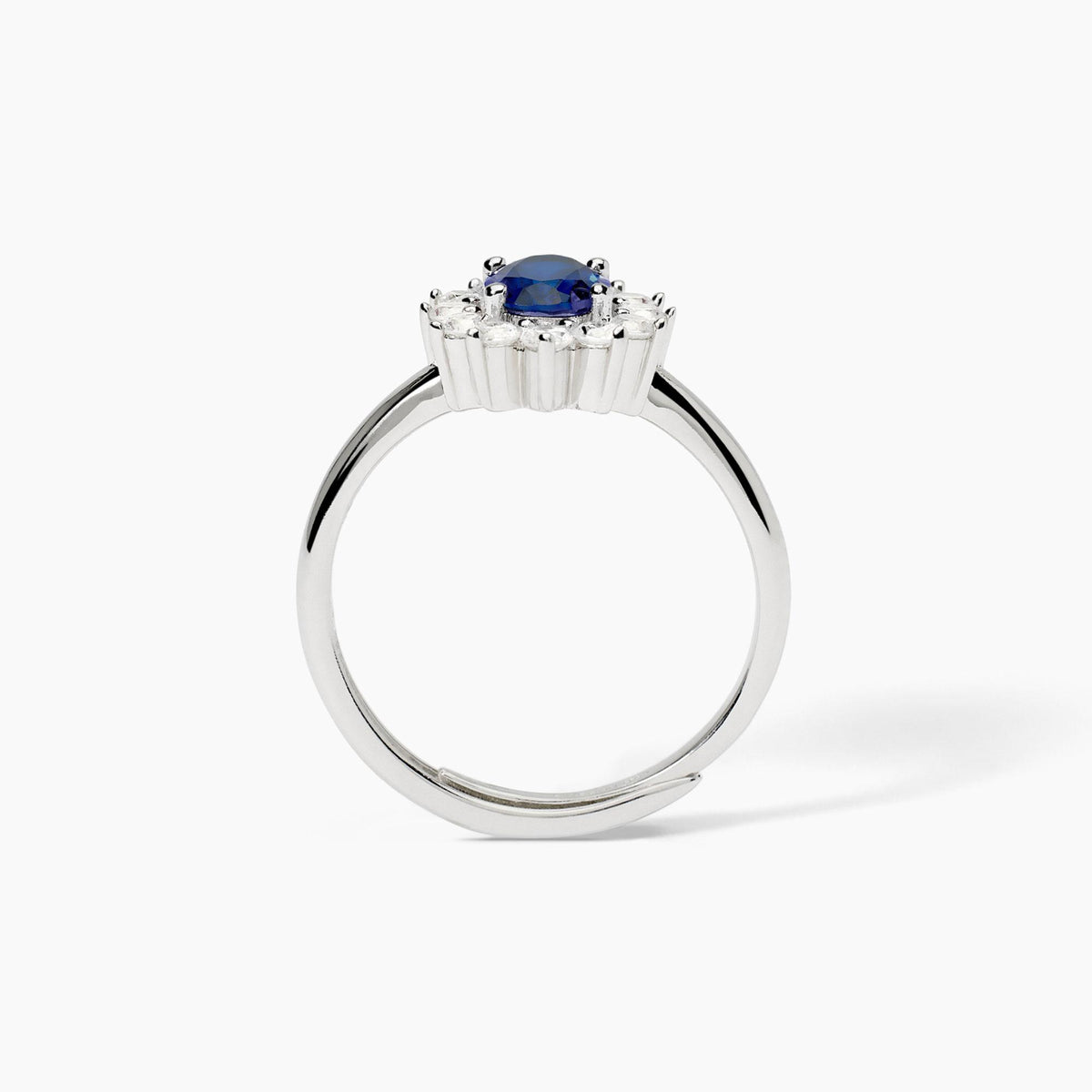 Anello Rosetta Mabina in Argento con Zirconi e Zaffiro Sintetico