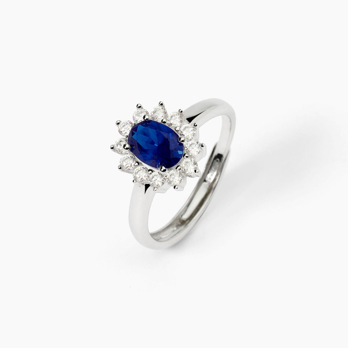 Anello Rosetta Mabina in Argento con Zirconi e Zaffiro Sintetico