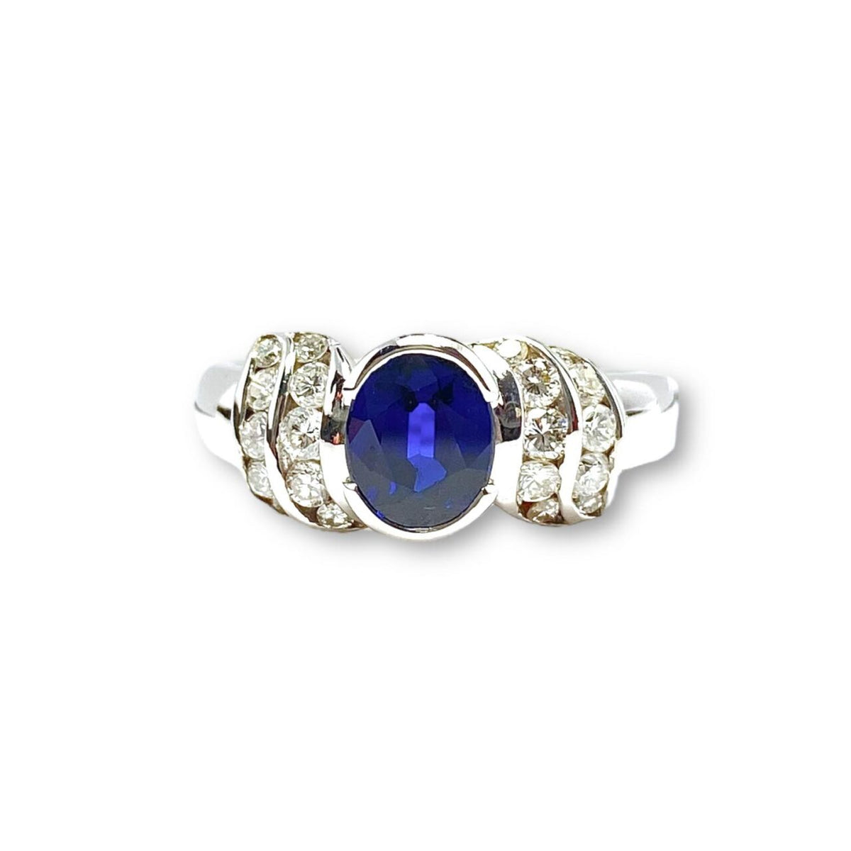Anello Donna in Oro 18KT 18KT con Zaffiro Ct 1.10 e Diamanti