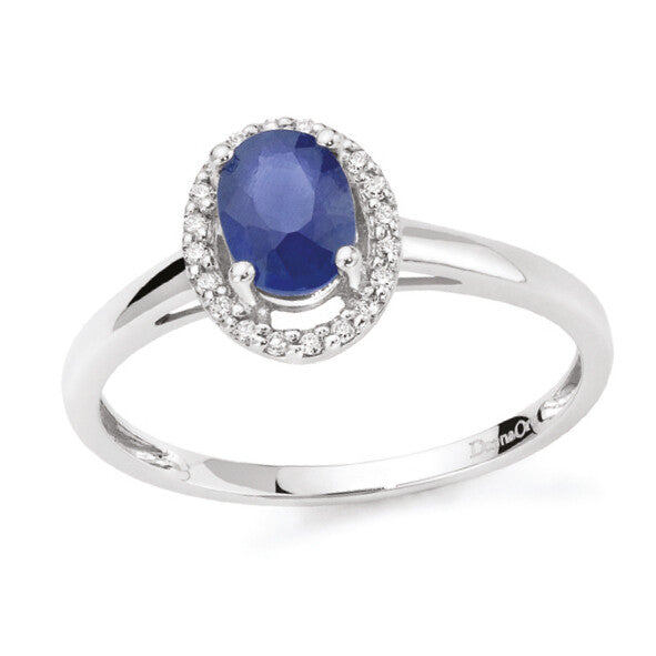 Anello Rosetta Donna Oro 18KT con Zaffiro Ct. 0.90 e Diamanti
