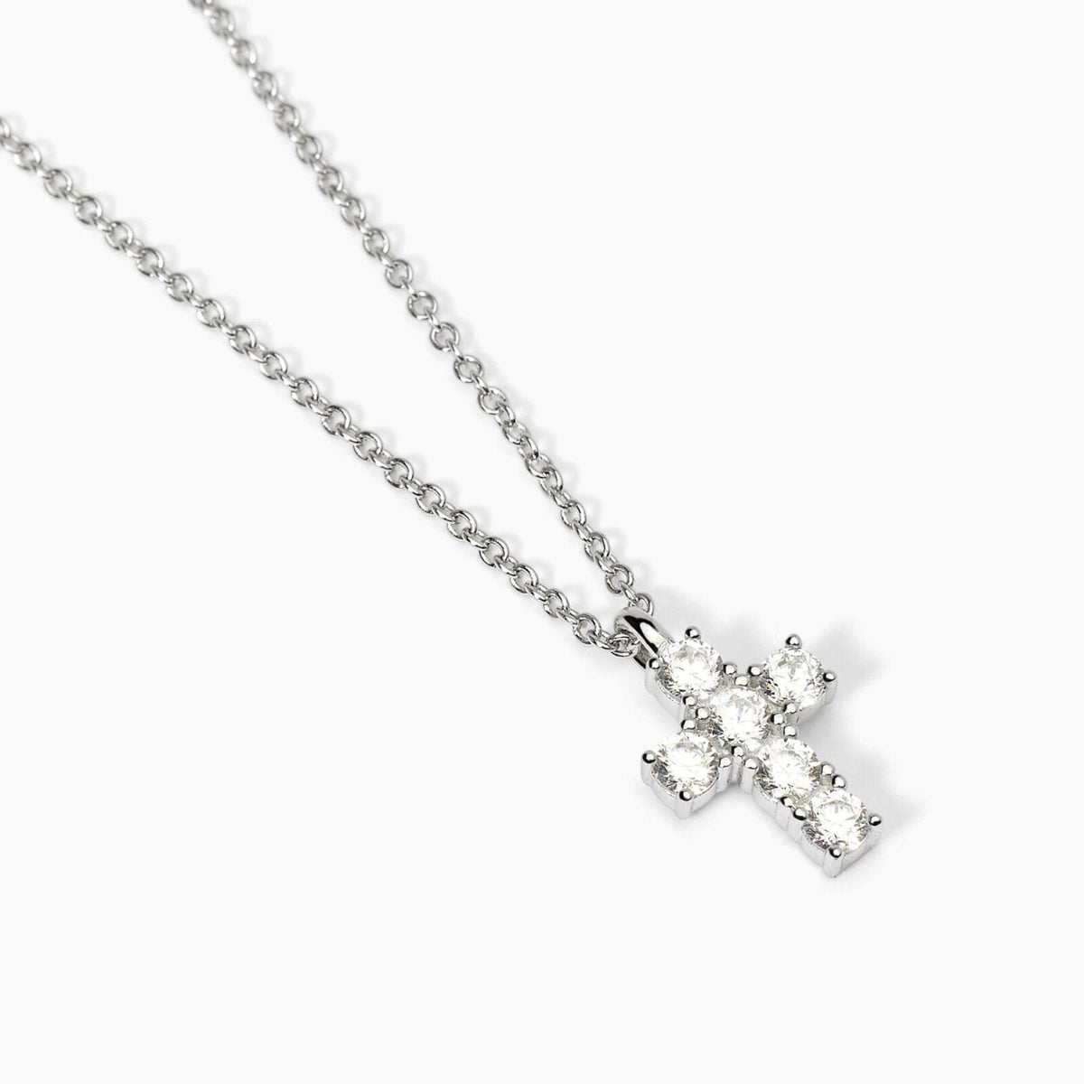 Collana con Croce Mabina in Argento con Zirconi