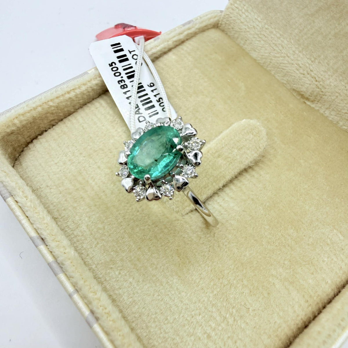Anello a Rosetta Donna Oro 18KT con Smeraldo Ct. 1,20