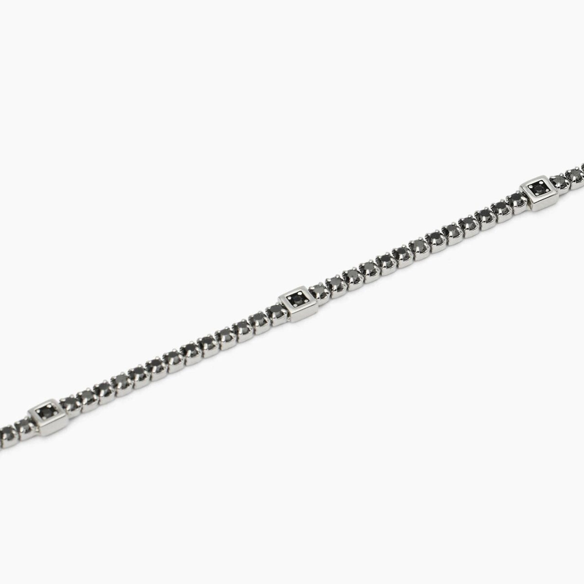 Bracciale Tennis Mabina Uomo in Argeno e Zirconi Neri